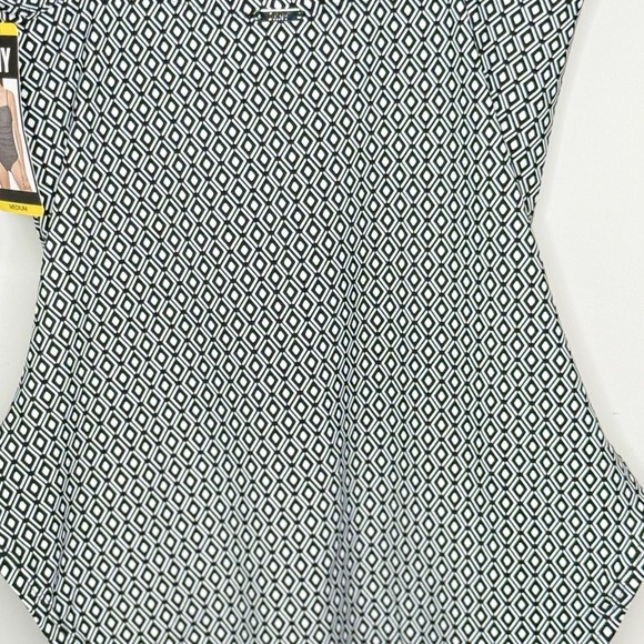 DKNY Women's Removable Straps One Piece Swimsuit Medium Black/White SPF - Picture 12 of 16